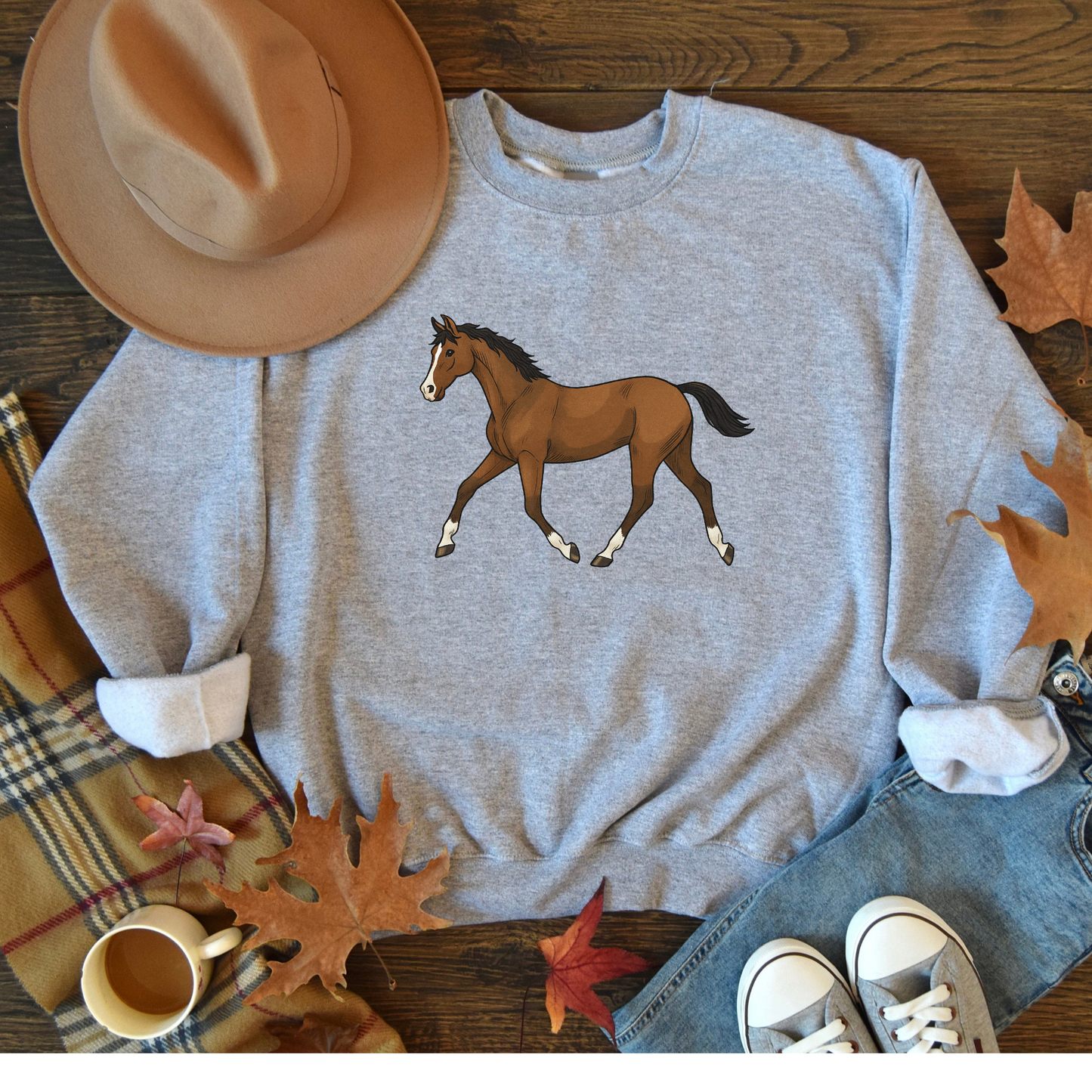 Urban Cowgirl Horse Sweatshirt | Personalizable Left Sleeve