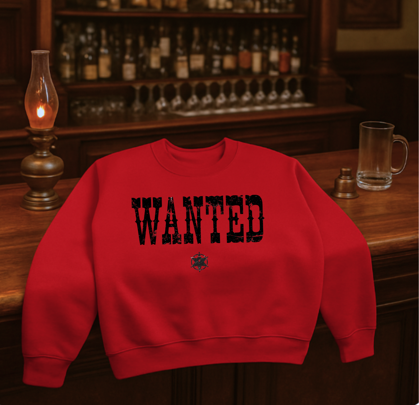 WANTED Sweatshirt | Custom Front or Sleeve Personalization | Urban Cowgirl Collection