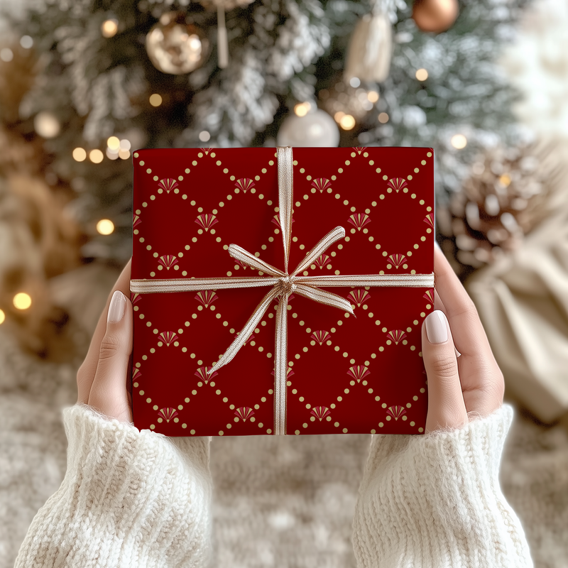 Red & Gold Art Deco Wrapping Paper | Nouveau Noël Collection