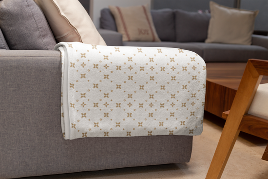 Sablette Velveteen Blanket | White & Caramel | 3 Sizes | Double-Sided Print