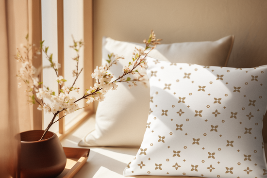 Chic and Stylish White and Caramel Sablette Pattern Pillow Cover Patterned Pillow Case l Throw Pillow Cover l 4 Colors l 4 Sizes