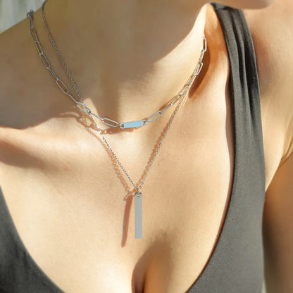 Engraved Vertical Bar Necklace